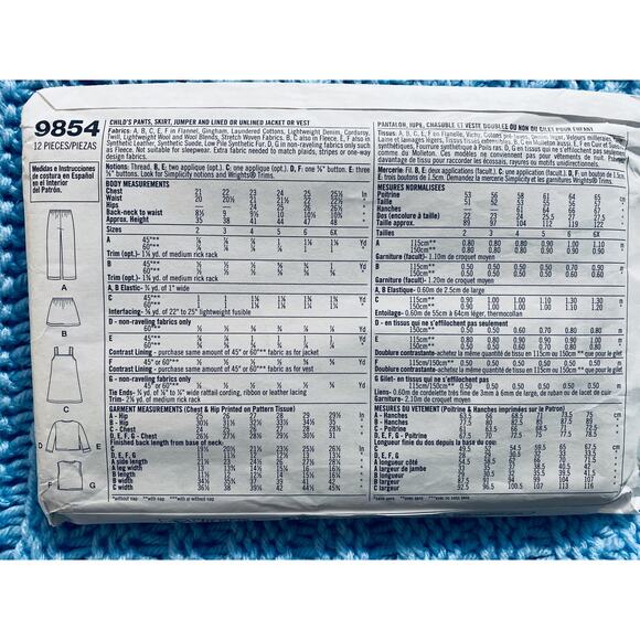 Simplicity 9854 pattern girls jumper top skirt pant size 2 3 4 5 6 6x - Picture 3 of 5